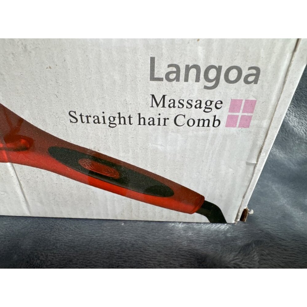 Langoa Red Electric Hair Straightener Brush With Anti-Scald Massage Comb Design - Picture 7 of 8